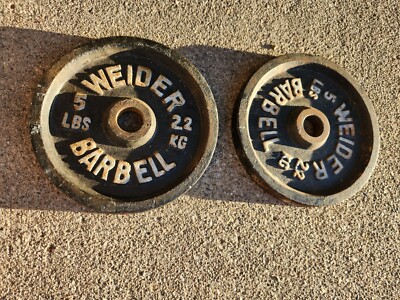 Pair Of Weider Lbs Barbell Dumbbell Standard Weight Plates Iron 1