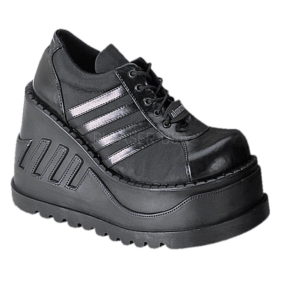 Black 90s Platform Shoes Sneaker Boots Stomp Goth Punk Womans Wedges ...