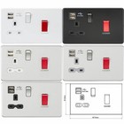 Knightsbridge 45A DP 13A Switch Socket Dual USB Charger Port Screwless Cooker