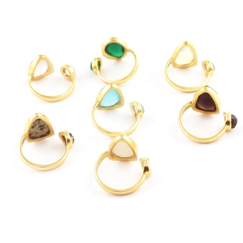 Top Quality Hydro Quartz Gold Plated Double Stone Adjustable Open Rings For Her - Picture 48 of 56