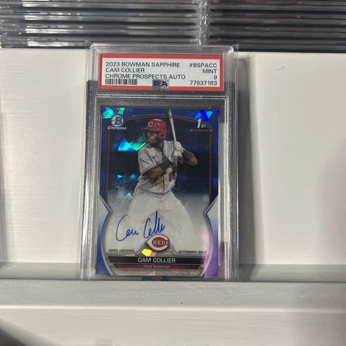 CAM COLLIER 2023 Bowman Chrome Sapphire RC On Card Auto PSA 9 MINT