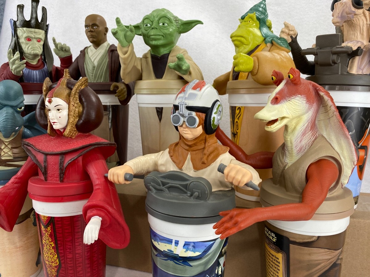 1999 Star Wars Episode I Drink Cups Topper Pizza Hut Taco Bell Lot