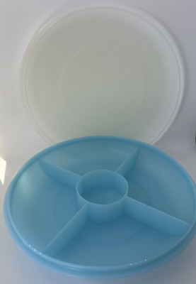 Tupperware ''Blueberry'' Suzette Serving Center Tray with Cover #1708 & #1709 IMPE