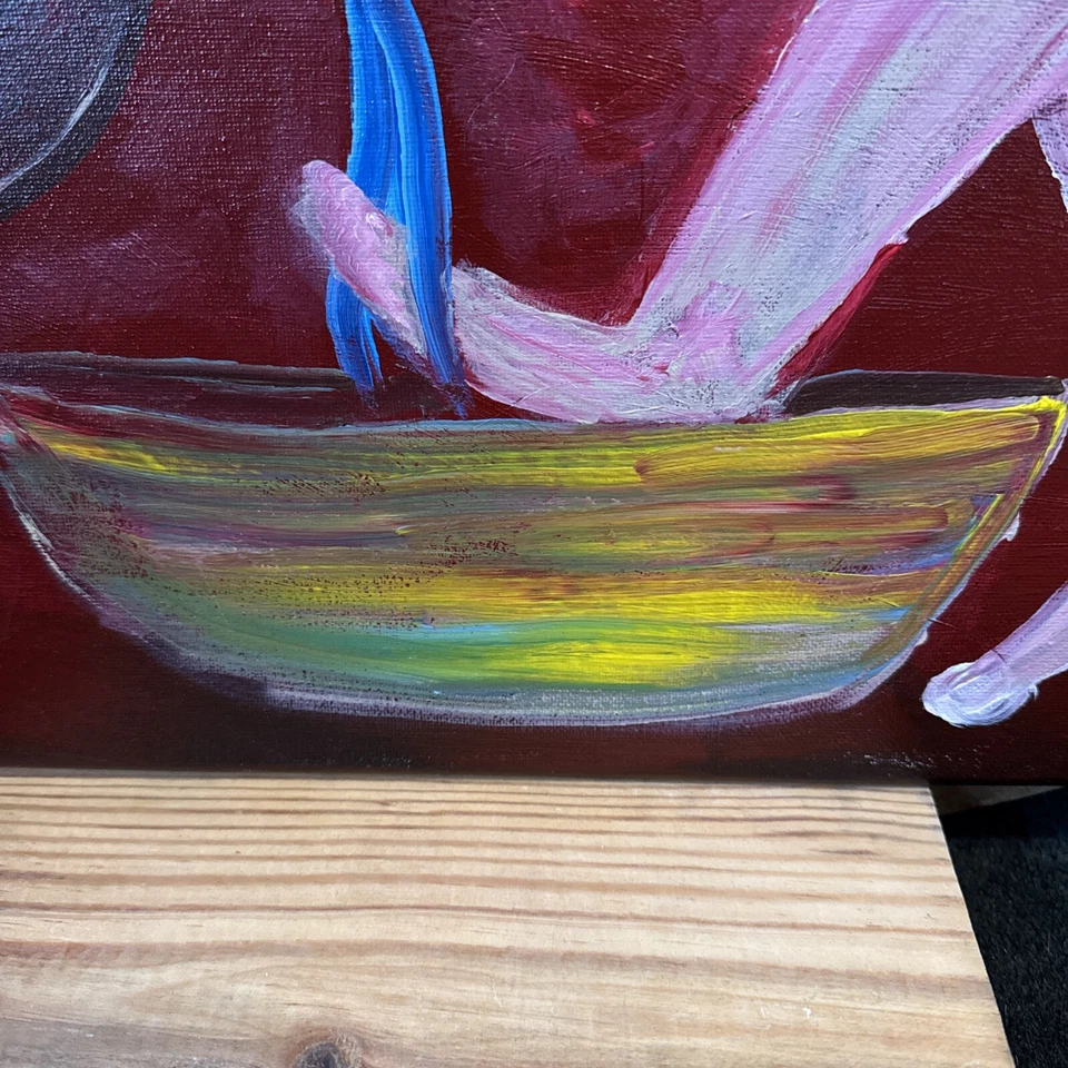 Religious Biblical Oil Painting Foot Washing Expressionism Abstract 16”Wx12”H - Image 3 of 4