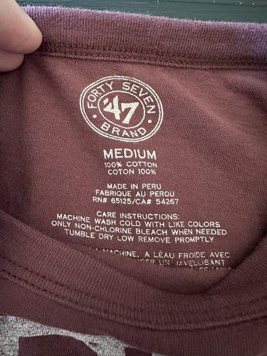 Harvard University T-Shirt Men M Burgundy ’47 Brand Long Sleeve Cotton Pullover - Picture 3 of 6
