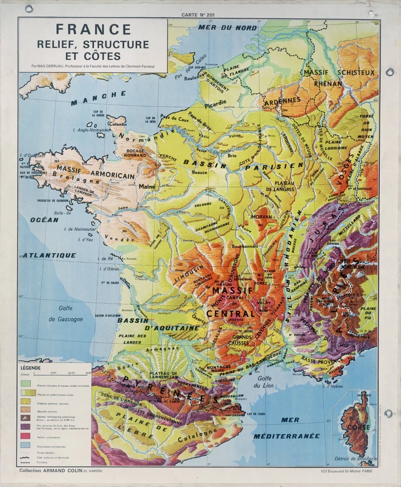 Carte régions France Lorraine Bretagne Normandie Alsace Ecole - Photo 1/1