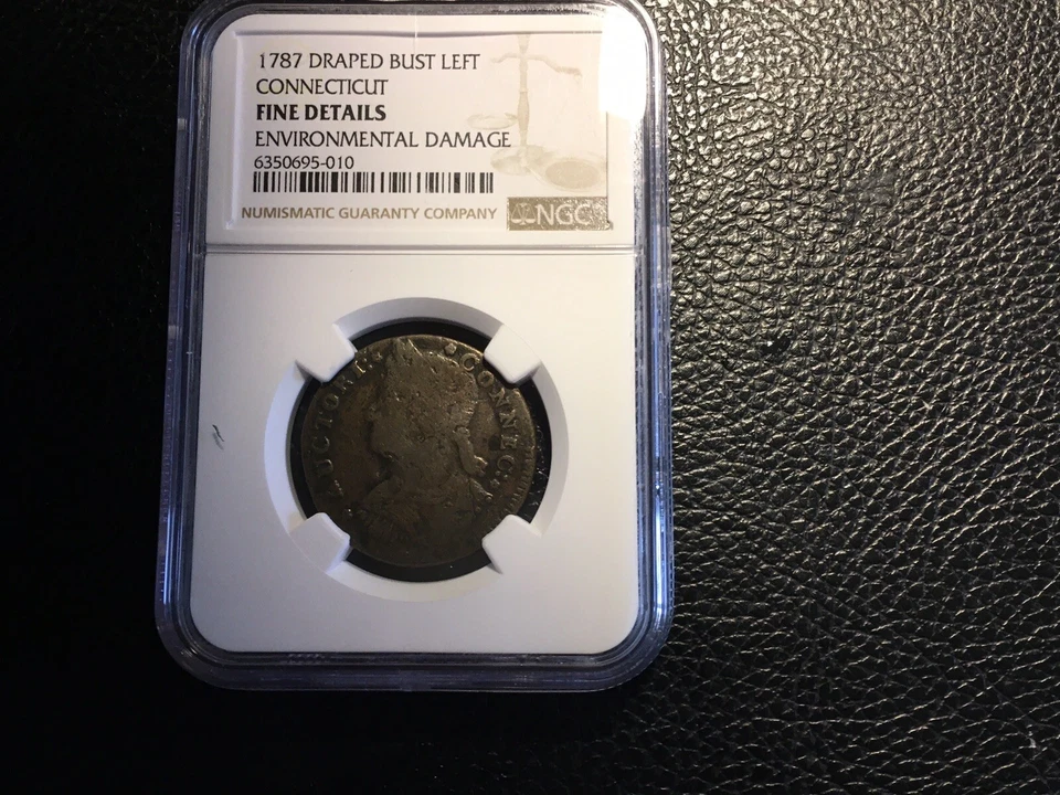 1787 draped bust left Connecticut colonial NGC fine details Environmental damage - Image 3 of 4