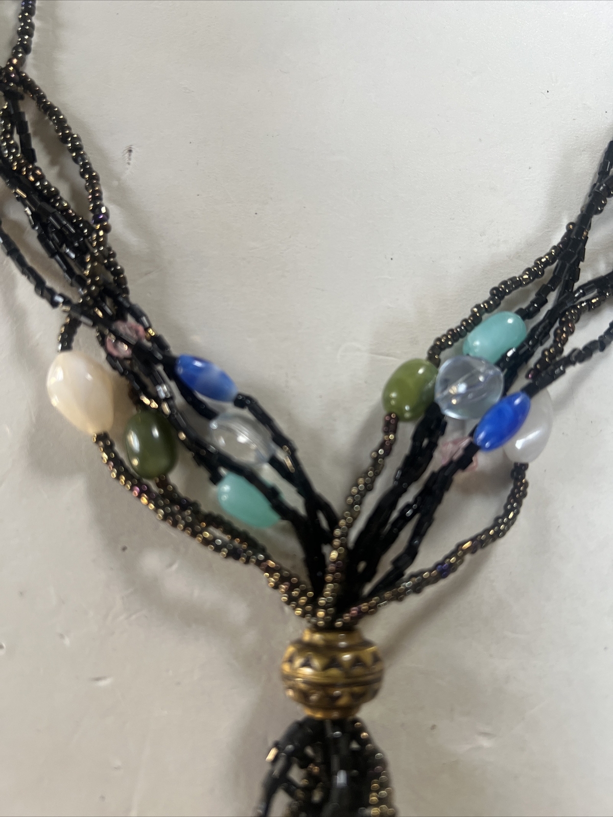 Vintage Large Abalone Leaf Shell Beaded Necklace … - image 7