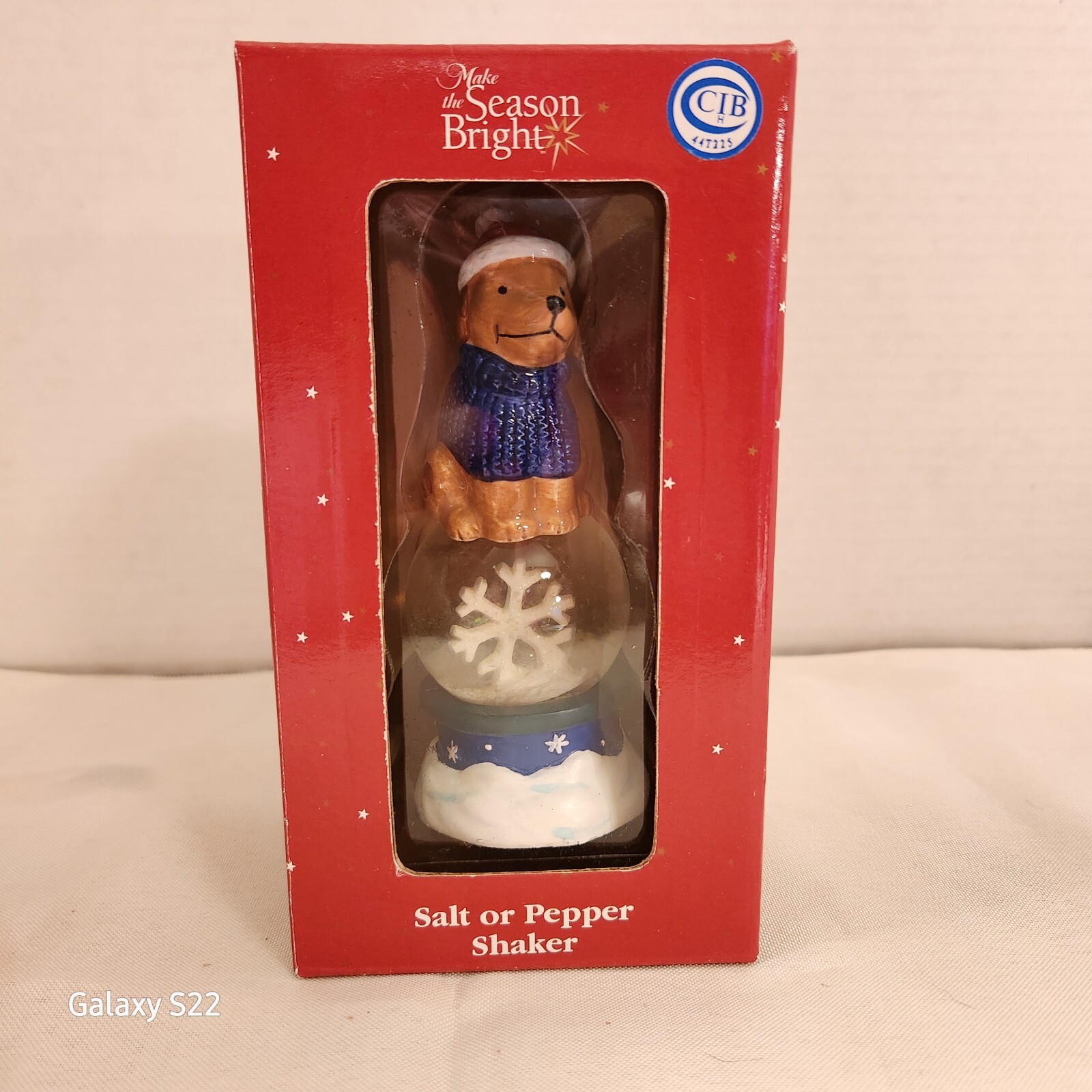 Season Bright Dog Christmas Snow Globe Salt Or Pepper Shaker NIB Kohl's