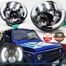 FARI 7" FULL LED Angel Eyes PER Suzuki Samurai Sj Santana 6500K DRL BIANCO GHIAC