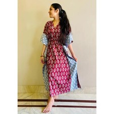 Hand Block Printed Cotton kaftan, Maxi Dress, Beach Cover-Up Dress for Women