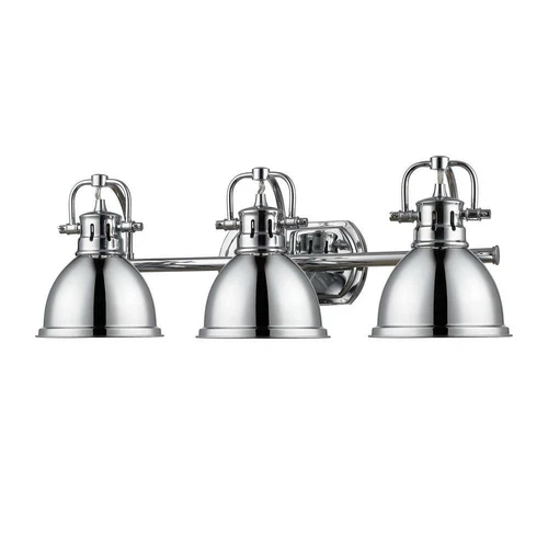 Golden Lighting Duncan 3 Light Bath Vanity Chrome Bath Light 3602-BA3 - Picture 3 of 5