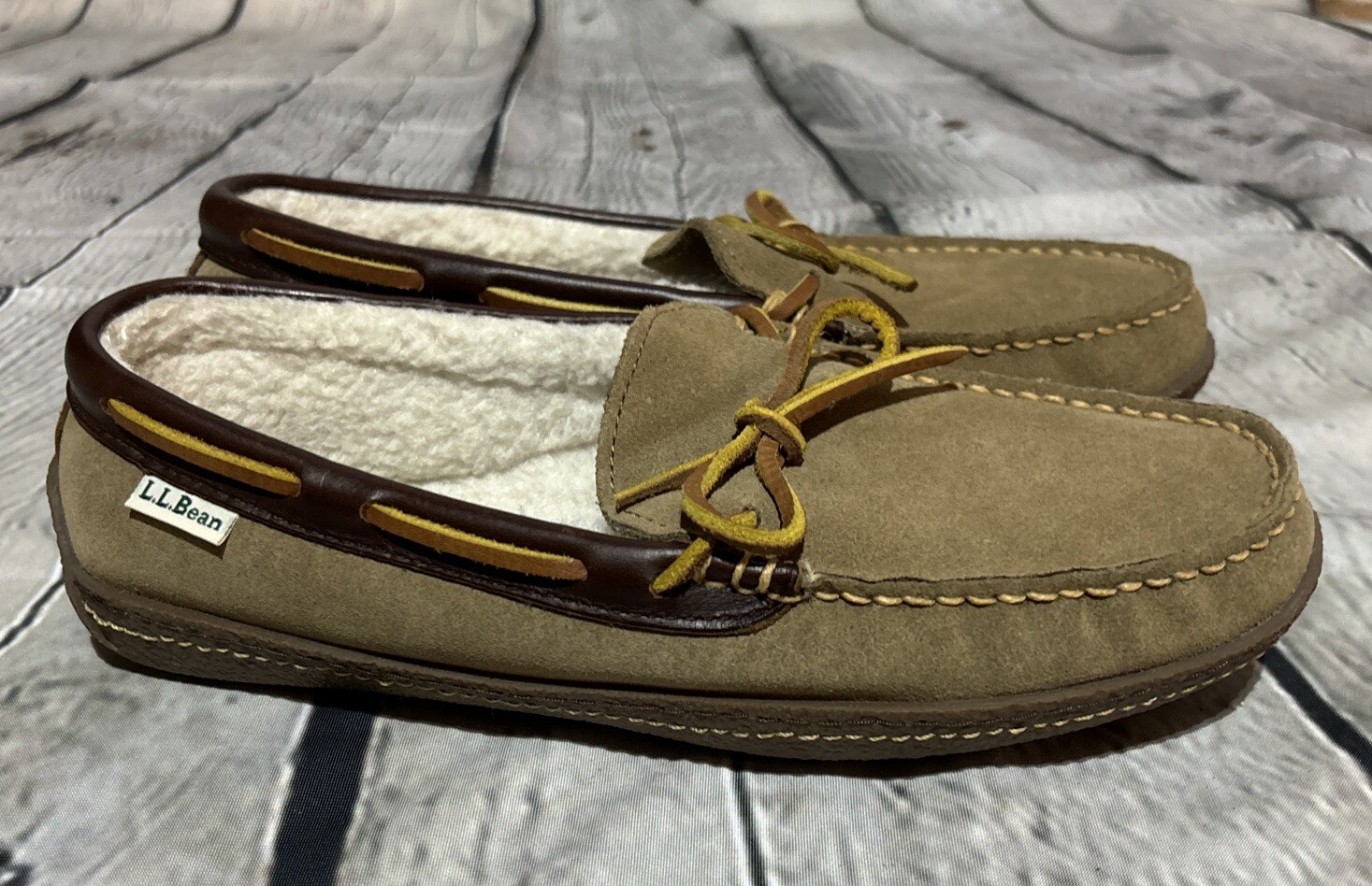 SAOLA L L Bean Sherpa Foderato Mocassino Ciabatte Uomo 8 Med Scamosciato Tomaia Suola Gomma