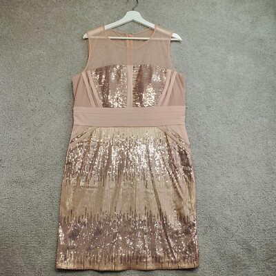 Calvin Klein Sheath Dress Women's Pink Blush Mesh Sequin Formal Party Cocktail