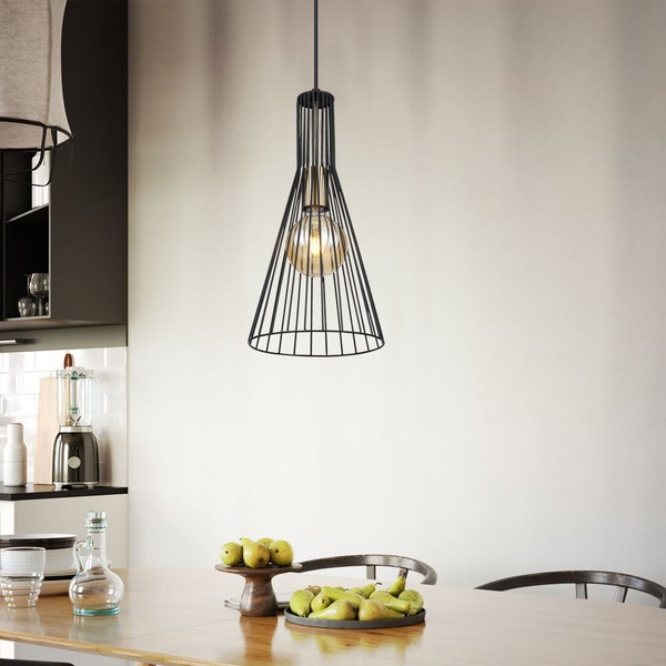 Pendellampe HäNgeleuchte Wohnzimmerlampe Schwarz KüChenleuchte Altmessing D 20Cm-image