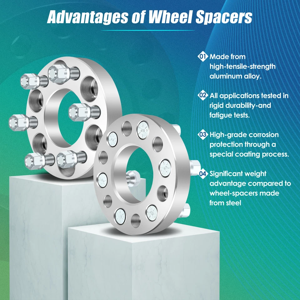 4PC 1" 6x4.5 6x114.3 Wheel Spacers 1/2"x20 71.5mm For Dodge Dakota Durango Viper - Image 4 of 4