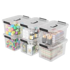 6PCS 12 Quart Latching Storage Box Stackable Bin w/ Latch Lid Plastic Container