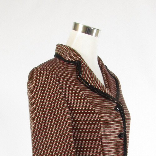 Red white plaid PERRY ELLIS long sleeve jacket 8 - Picture 4 of 8