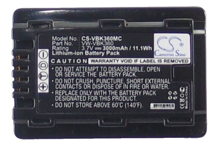 BATTERIE 3000mAh Tipo VW-VBK360 Per Panasonic HC-V10 HC-V100 HC-V100M HC-V500