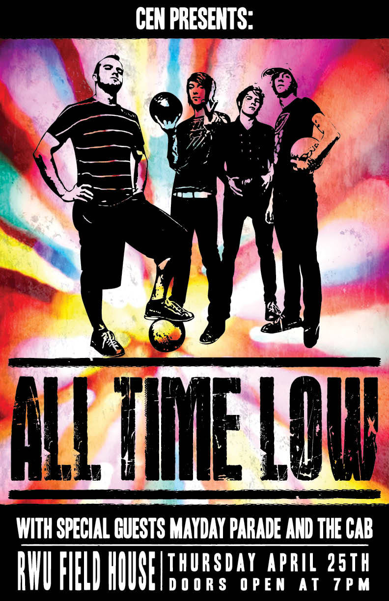 ALL TIME LOW 2014 SALT LAKE CITYCONCERT TOUR POSTER - Group Wih Bowling Balls