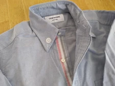 NWOT Thom Browne Blue Oxford Woven RWB Placket Button Down TB0 MSRP $450