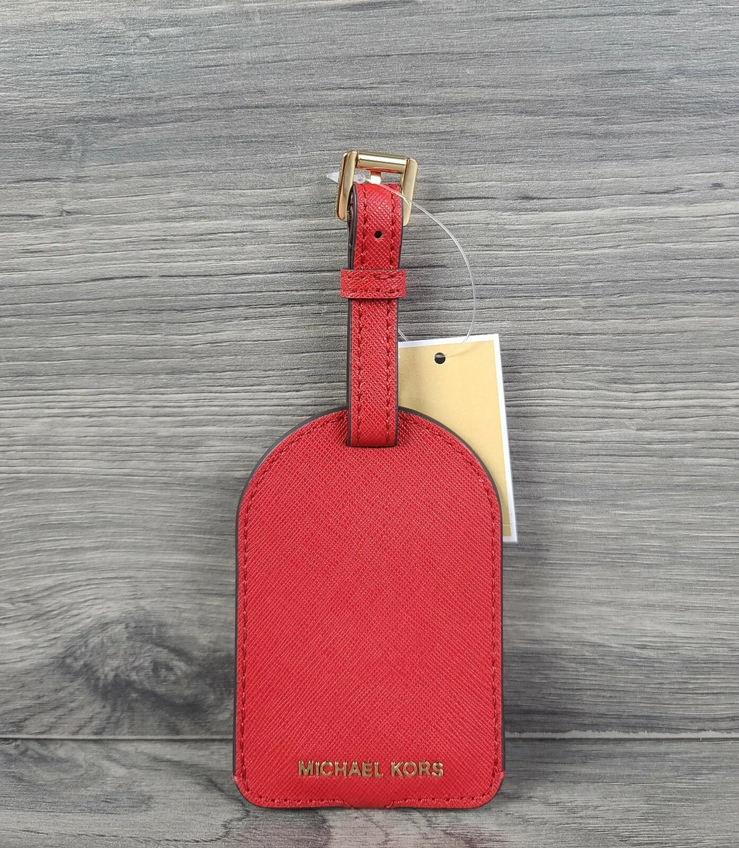 Michael Kors Crossgrain Leather Luggage Tag Bright Red