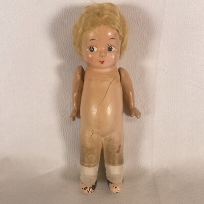 Vtg Composition Carnival Gem Chubby Kid Betty Lee Doll Moveable Arms Blonde Hair