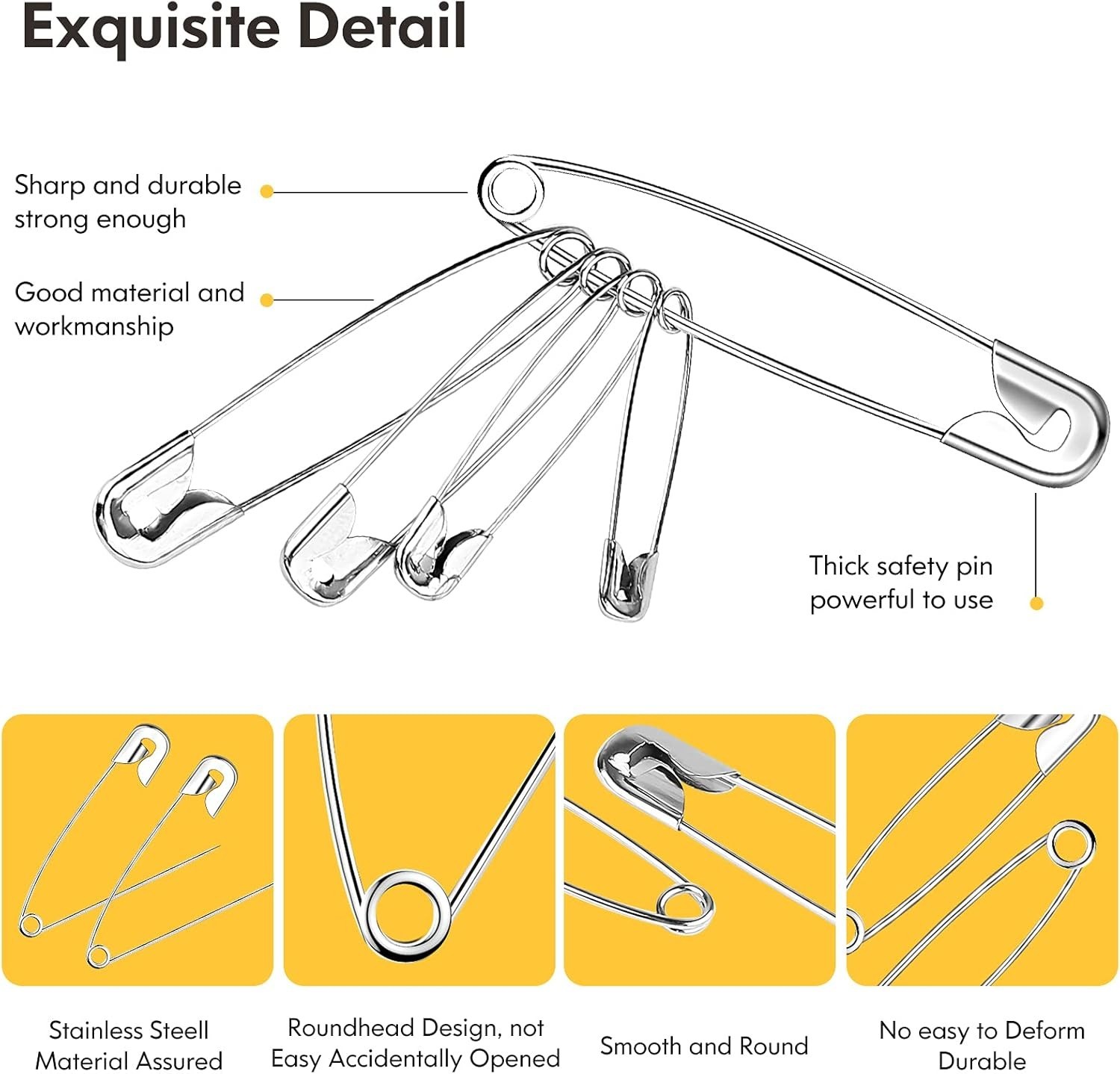 Durable 160Pcs Safety Pins Assortment - Perfect for Sewing, Crafting & Costumes