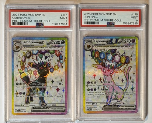 Sequential PSA 9 Umbreon Ex 176 PSA 9 Espeon Ex 175 Pokemon Prismatic Evolutions