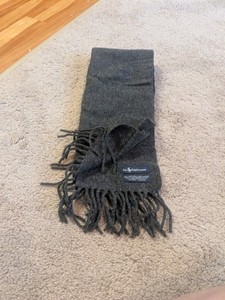 Polo Ralph Lauren 100% Lambswool Scarf Gray Made in Italy Imported