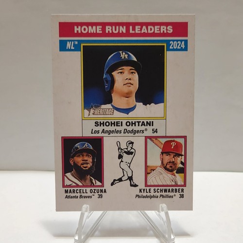 2025 Topps Heritage #193 NL Home Run Leaders Ohtani - Ozuna - Schwarber