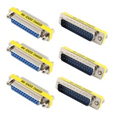 6Pcs 25Pin Male to Female Mini Gender Changer Coupler Adapter DB25 Serial Cab