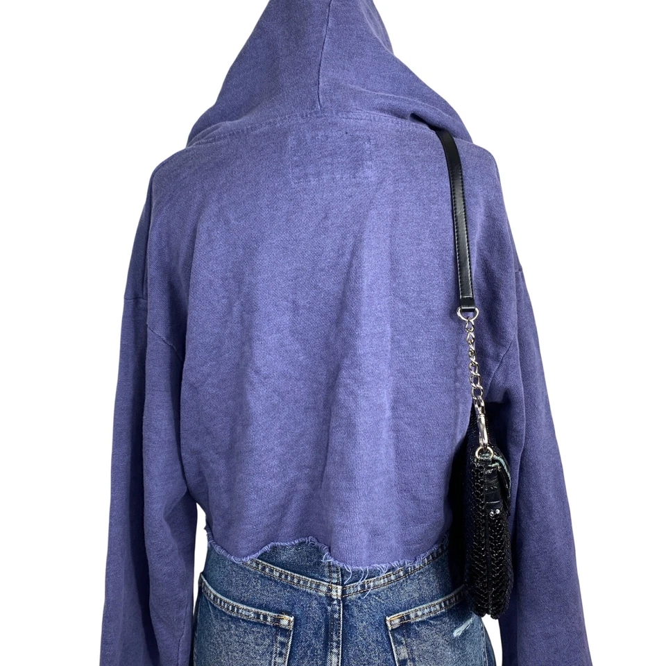 Sudadera con Capucha Recortada Y2K Katie J NYC Juniors Pequeña Púrpura Preppy Cremallera Manga Larga Foto 2 de 4