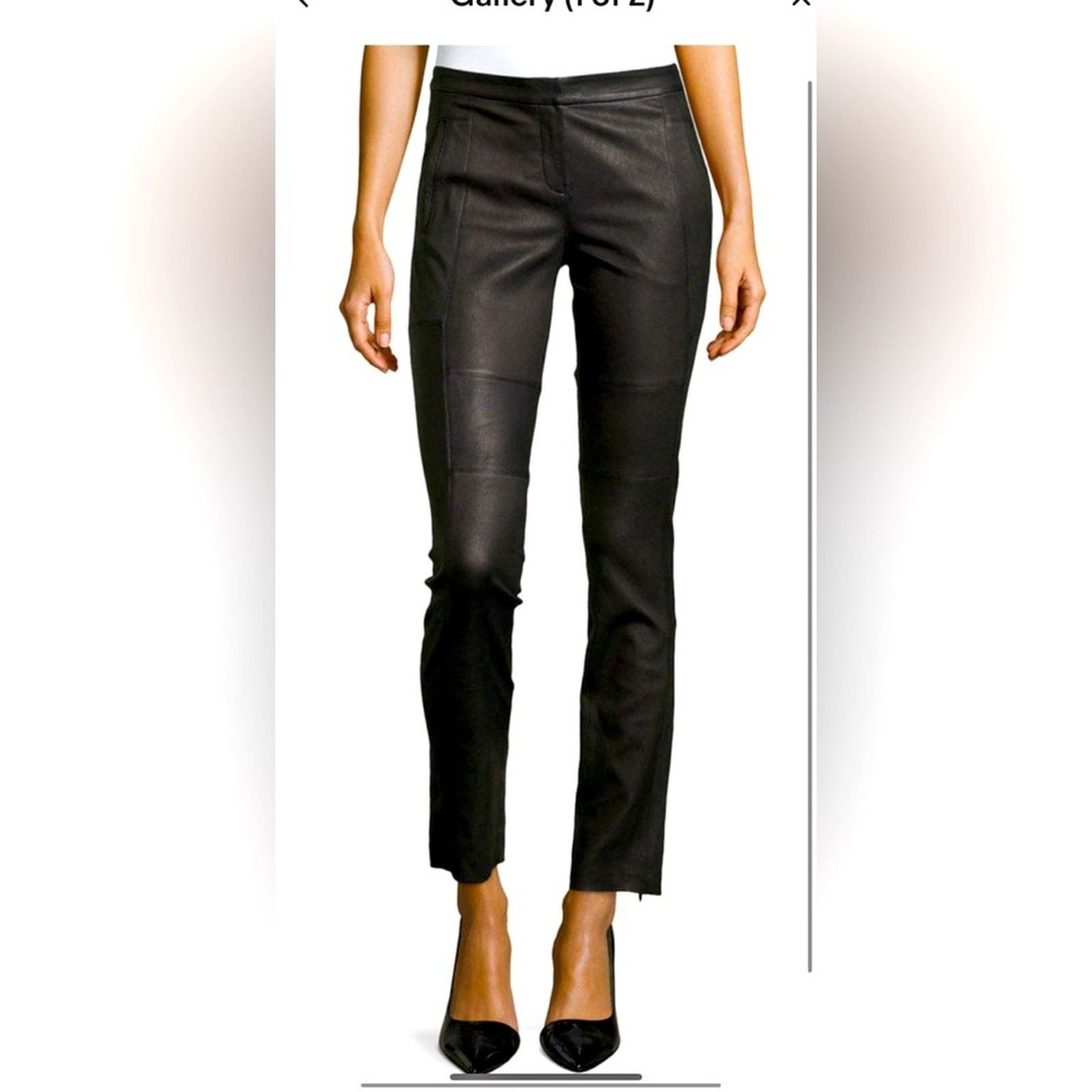 Halston Heritage Black Faux Leather Skinny Pants Size 10