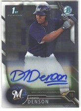 2016 Bowman David Denson #CPA-DD Chrome Prospect Autographs AU