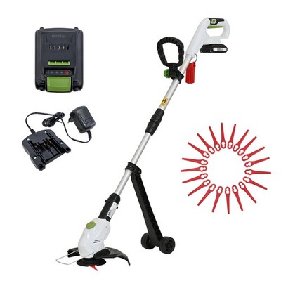 Rasentrimmer Freischneider Motorsense 20V mit 2,0 Ah Akku & Ladegerät 20x Messer