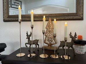 Metal Taper Candle Holders – Rose Gold Bulk Set in 5 Sizes – Wedding/Event