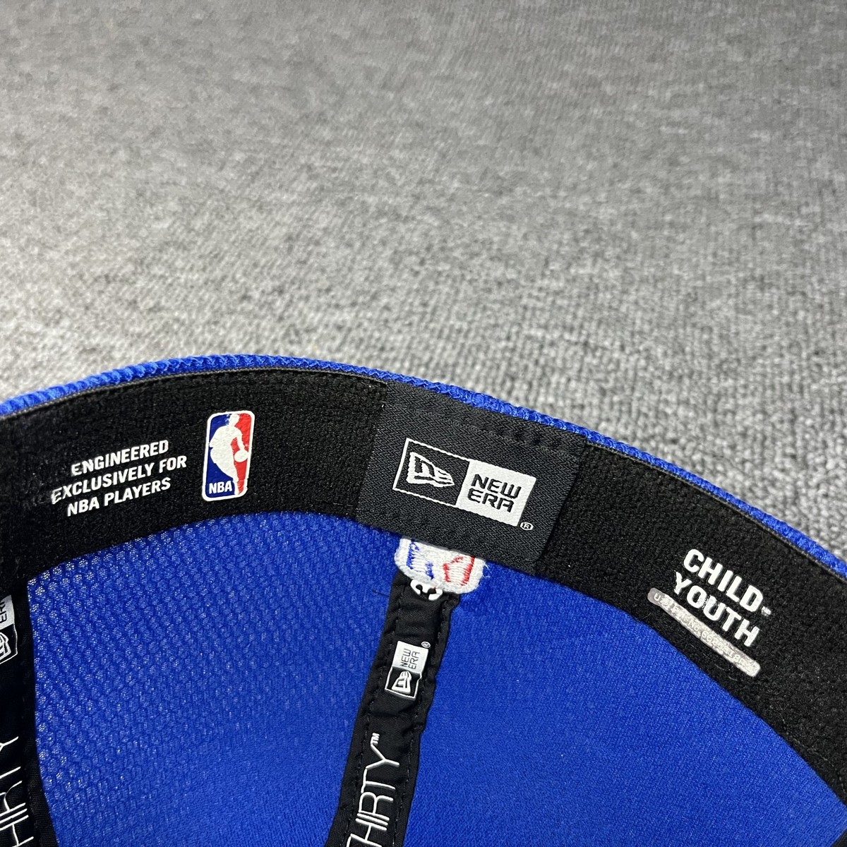 New Era Orlando Magic 39THIRTY Neo Youth Stretch Fit Hat NBA Black Blue Mesh