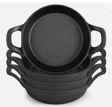 Mini 6" Cast Iron Skillet Camping Cook Set Single Serve 4 Per Set NEW!