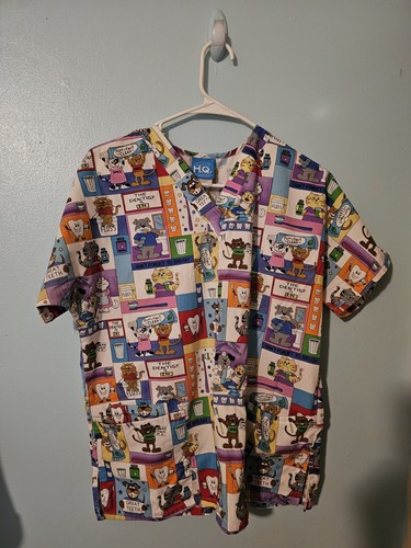 Scrub HQ Brand Dental Cat Print Scrub Top - Gr. S