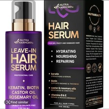 Hydrating Hair Serum for Frizzy Damaged Hair Biotin Castor Oil Rosemary Oil 5 Oz