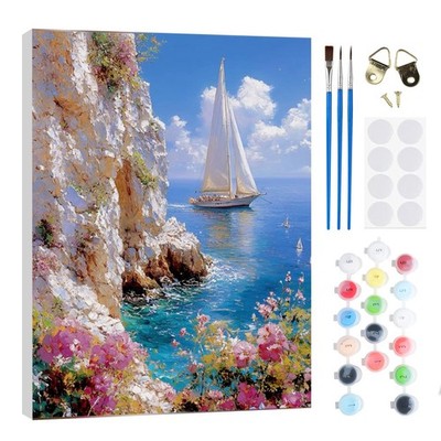 DIY Landschaft Fleck Malen nach Zahlen Kit für Erwachsene Anfänger-Meer komplett Acryl