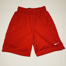 Nike Dri Fit Boys Youth Athletic Shorts Size L Red Elastic Waist 8.5  Inseam