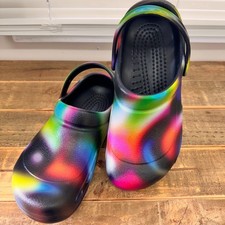 Crocs Bistro Work Clog Unisex M7 W9 Multi-Color Tie Dye Slip Resistant Comfort