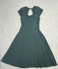 Vintage Carole Little Dress Womens 14 Green Rayon Beaded Boho Maxi Keyhole 90s