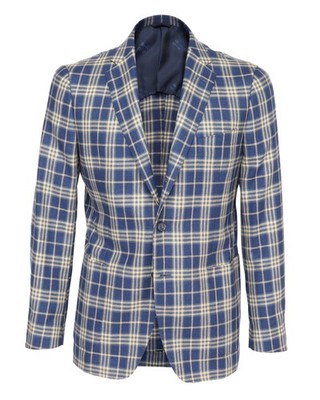 NWT EIDOS by ISAIA SPORT COAT jacket blue yellow silk wool luxury Italy 50