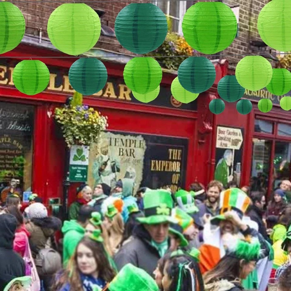 12件装绿纸灯笼圆形中国派对装饰生日婴儿淋浴 — 第 4/4 张图片