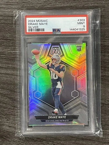 2024 Panini Mosaic - Rookies Drake Maye #303 Silver Prizm (RC) PSA 9