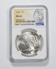 1922 Peace Silver Dollar MS63 NGC 100th Anniv 2021 Special Label *7568 — photo 1