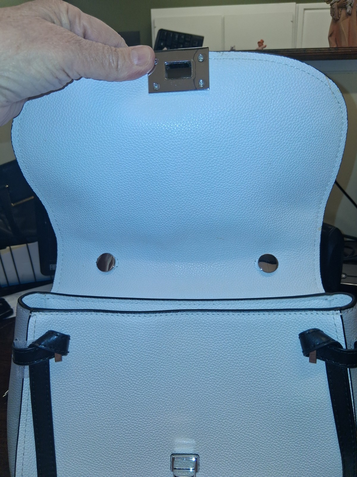 Michael Kors Womens Cassie White/Pale Grey/Leather Purse thumbnail 8